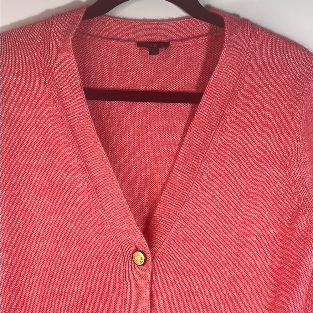 Talbots Coral Button-Up Cardigan - Picture 6 of 12